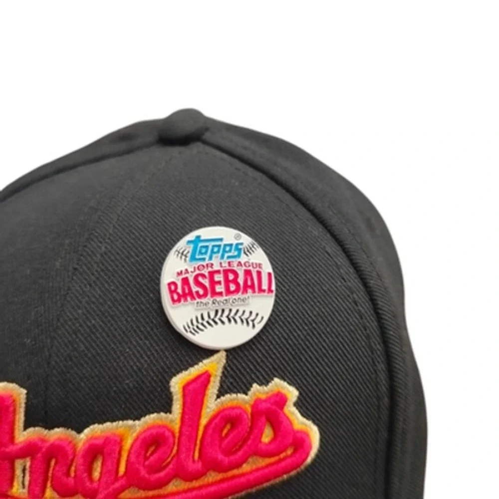 Los Angeles Dodgers Hat Cap Fitted Mens 7 1/8 MLB Baseball Topps 50 Years Script